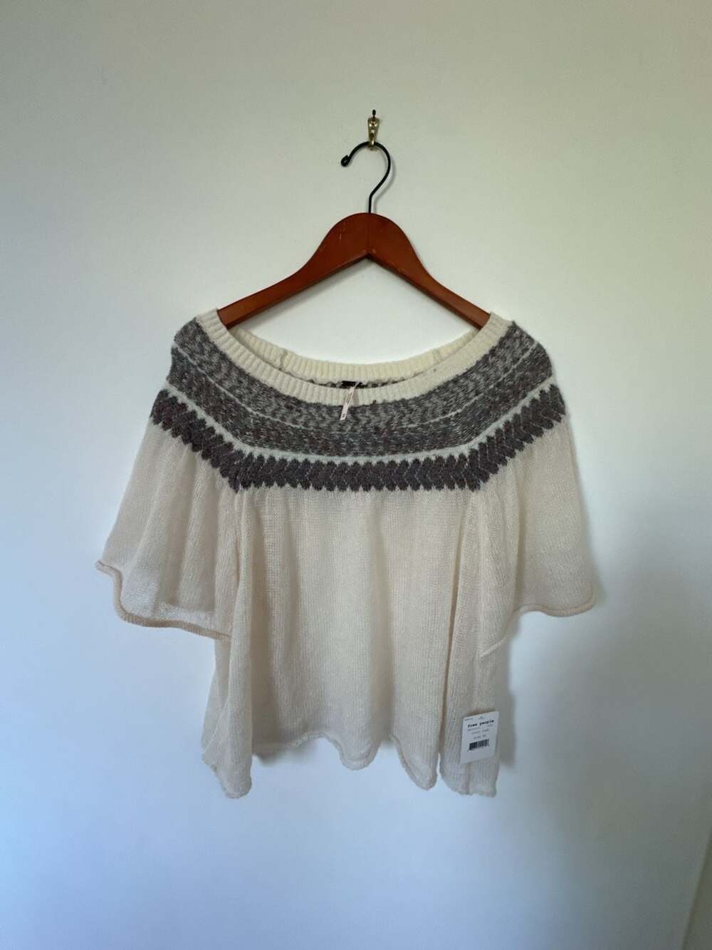 Free People Loch Lomond Off The Shoulder Flutter Sleeve Knit Sweater Top